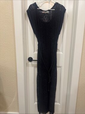 Black Open-Knit Maxi Cover-Up by Free People